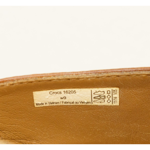 CROCS A-Leigh Leather Cork Slide Sandals Platform Wedge Caramel Tan Sz 9 - Picture 9 of 9